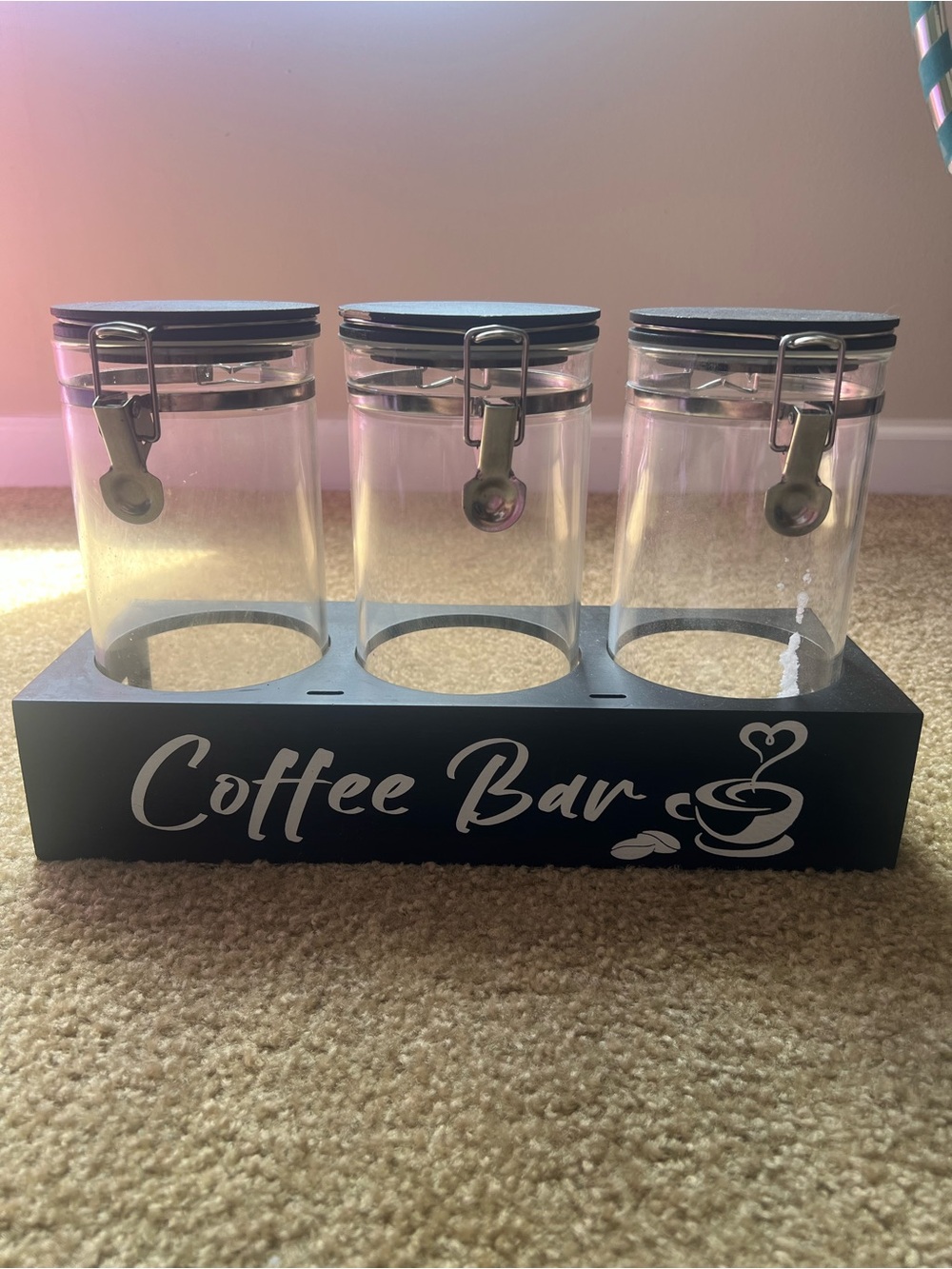 Coffee Bar 3-Jar Countertop Canister Set - Black